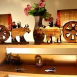 Wooden Handicrafts Farmar Cow cart Showpiece 1 pair
