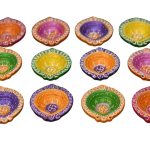 Clay 12 Diyas Diya Deepak Earthen Assorted Colorful Set 25 set
