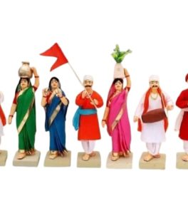 Handmade Clay Terracotta | VARKARI Set of 7 | Devotional Miniature Idols