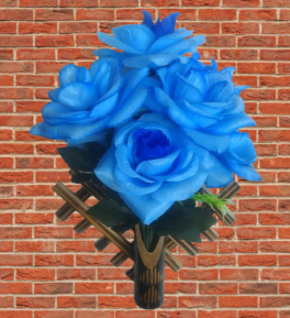 artificial rose flower arrangement in a bamboo wall planter. HOME DEOCR